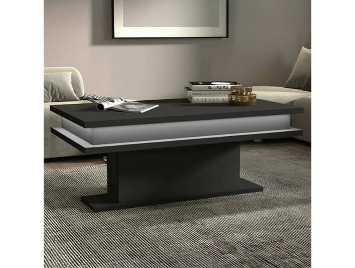 Dmora - Couchtisch Leon, Wohnzimmer-Couchtisch, Anthrazit mit LED-Licht, 100x55x42 cm