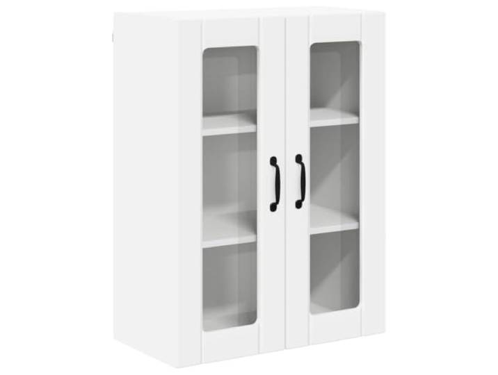 IBUQDDV Wandglas-Schrank Lucca Weiß 60 x 31 x 80 cm Holzwerkstoff Holzwerkstoff, rechteckige Form, Innenbereich, moderne Küche, minimalistisch, raffinierte Optik, robuste Bauweise