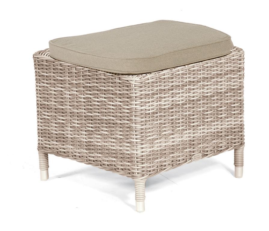MUESING Hocker Solares Kunststoffgeflecht white- coral/Alu inkl. Kissen SonnenPartner 16906116
