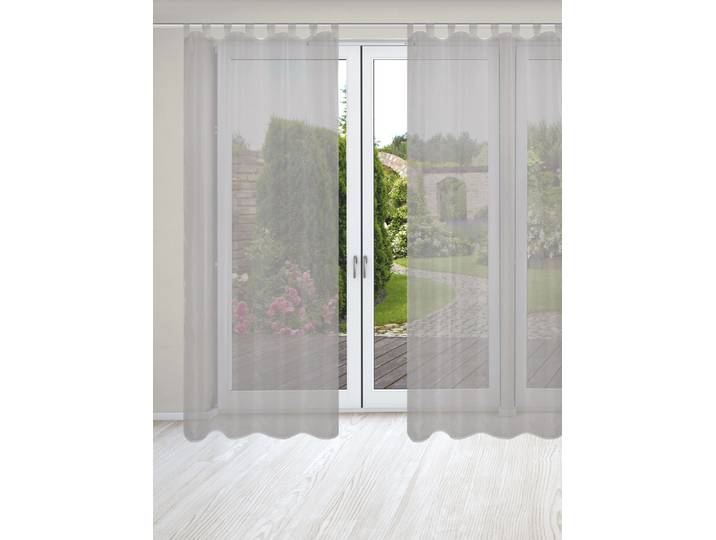 Vorhang HOME WOHNIDEEN NESSI 2er Pack, Schlaufen, transparent Gr. 1, grau, B:135cm H:245cm, Polyester, Gardinen, Vorhang, Uni, Voile, transparent, Schlaufen inkl. Zugband, 2er Pack