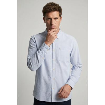 Langarmhemd CAMEL ACTIVE, Herren, Gr. M, N-Gr, blau (sky blau), Stoff, Obermaterial: 100% Baumwolle, gestreift, regular fit, Rundhals, 2-Knopf-Manschette, Hemden, mit Button-down-Kragen