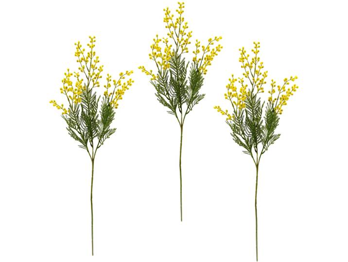 Kunstblume I.GE.A. Mimosen Zweig , gelb, B:24cm H:68cm, Obermaterial: 100% Kunststoff, Kunstpflanzen, Kunstblume, 3er Set