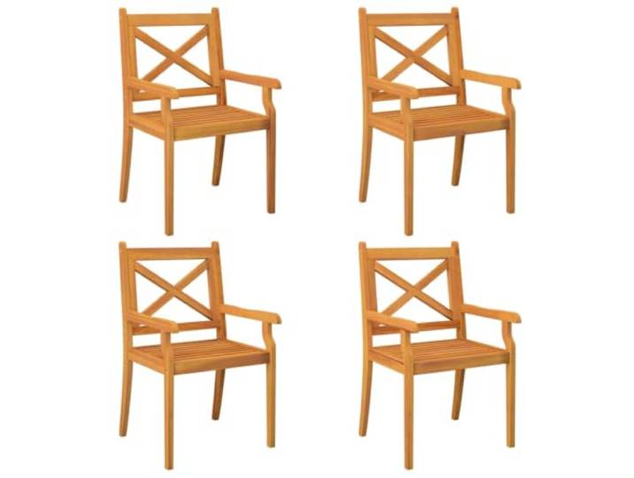 MNCVXAXG Esszimmerstühle für den Außenbereich, 4 Stück, Grau, Massivholz Komfort-Armlehnen, Kreuz-Design, Lattenrost, Öl-Finish, für Garten und Terrasse, einfache Montage