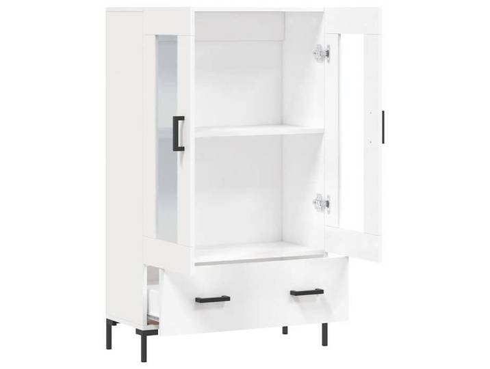 Maison Soldes Buffet haut salle a manger Armoire vitrine blanc 69 5x31x115cm bois d'ingénierie Moderne650803