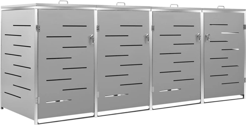 Mülltonnenbox für 4 Tonnen 276,5x77,5x115,5 cm Edelstahl