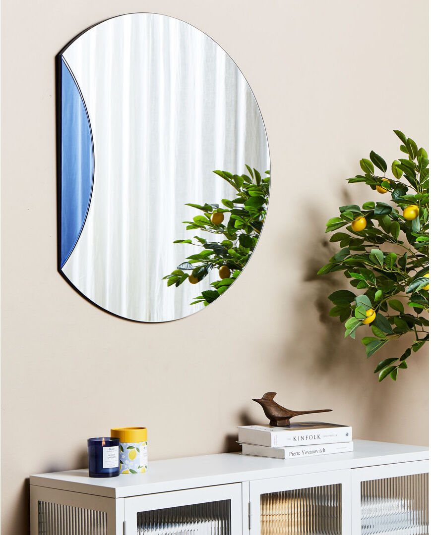 Metro Daroslava Half-Circle Wall Mirror Blue 80cm H X 70cm W X 2cm D