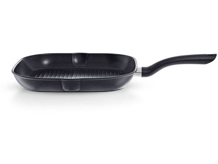 Grillpfanne FISSLER Cenit , schwarz, Ø:28cm, Pfannen, Grillpfanne, Ø 28 cm, mit ergonomischem Griff, Induktion, Made in Italy