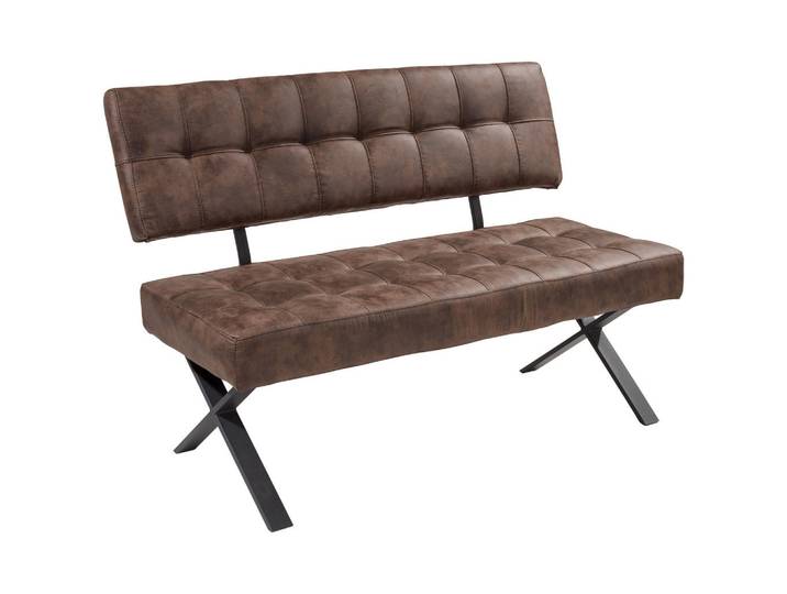 Carryhome Sitzbank, Braun, Metall, Vintage, 3-Sitzer, 140x93x61 cm, Typenauswahl, mit Rückenlehne, Esszimmer, Bänke, Sitzbänke
