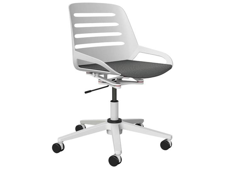 Aeris Drehstuhl Numo Task, Grau, Weiß, Metall, Kunststoff, Drehkreuz, 70x68x40 cm, Made in Germany, Wippfunktion, Sitzfläche 360° drehbar, Büromöbel, Bürostühle, Drehstühle