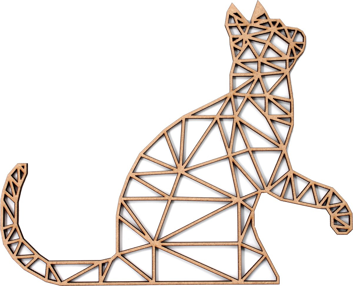 Wanddecoratie Geometrische Kat Naturel