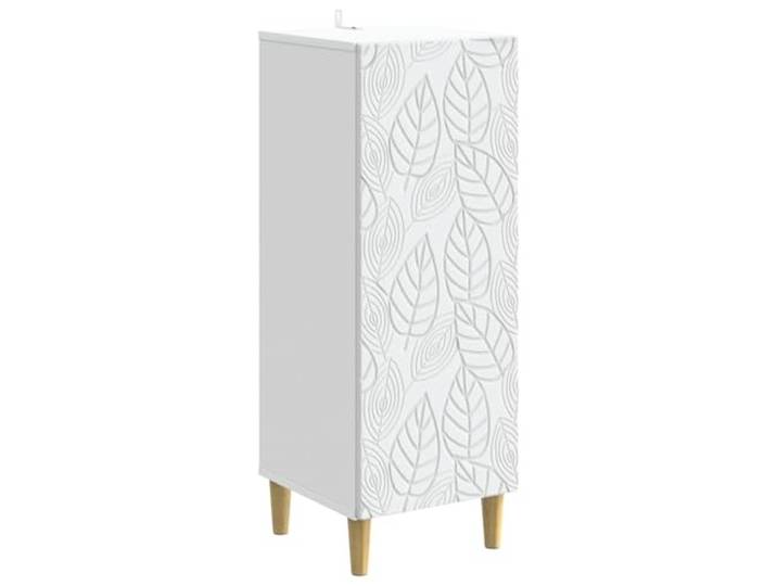 KPOTUERTU Sideboard Weiß 33 x 34,5 x 90 cm Holzwerkstoff Eukalyptusbeine, 90° Pendeltüren mit Scharnier, rechteckiges Design, Wohnzimmer, Esszimmer