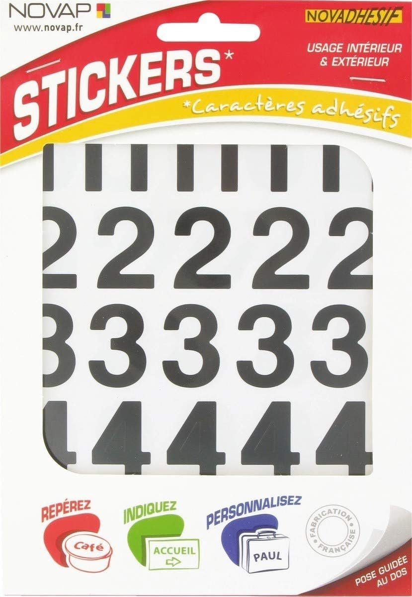Zelfklevende nummer stickers van zwart vinyl, 40 mm