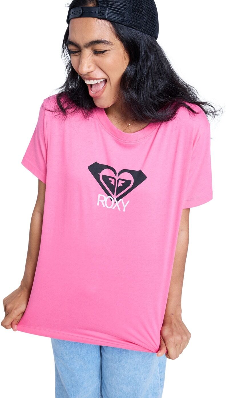 T-Shirt ROXY "Ocean Road Art", Damen, Gr. M, pink (sangria sunset), Obermaterial: 100% Baumwolle., Shirts T-Shirt sangria sunset M