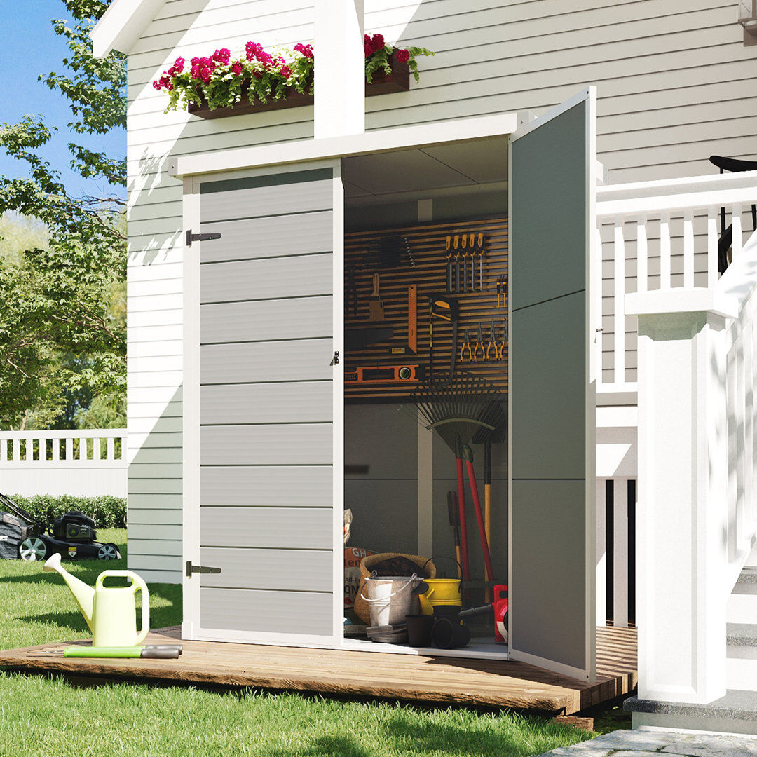 JolyDale Resin Outdoor Storage Shed Grey 121cm W X 173cm D X 195cm H