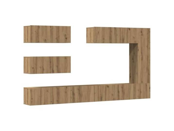 Roanoer 7-TLG TV-Schrank Set Wandmontage Artisan Eiche Holzwerkstoff Flexibles 7-teiliges Hängeboard Set fürs Wohnzimmer mit reichlich Stauraum für Receiver Bücher und Zubehör.