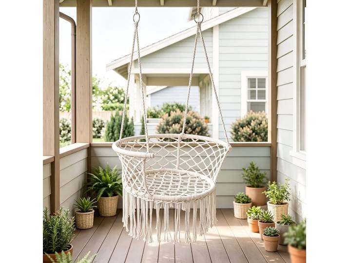 Outsunny Hamac Chaise Suspendue Macramé Coton Beige 80x60cm