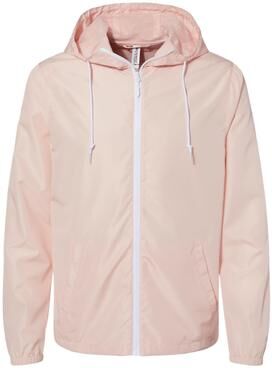 Independent Trading Co. EXP54LWZ Men's Lightweight Windbreaker Full-Zip Jacket in Blush/White Zipper size Small   Polyester