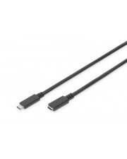 DIGITUS USB Type-C Verlängerungskabel C bis USB-C W 20 V 5 A 2 m 4K Unterstützung USB-Stromversorgung 5A 100 W Schwarz (AK-300210-020-S)
