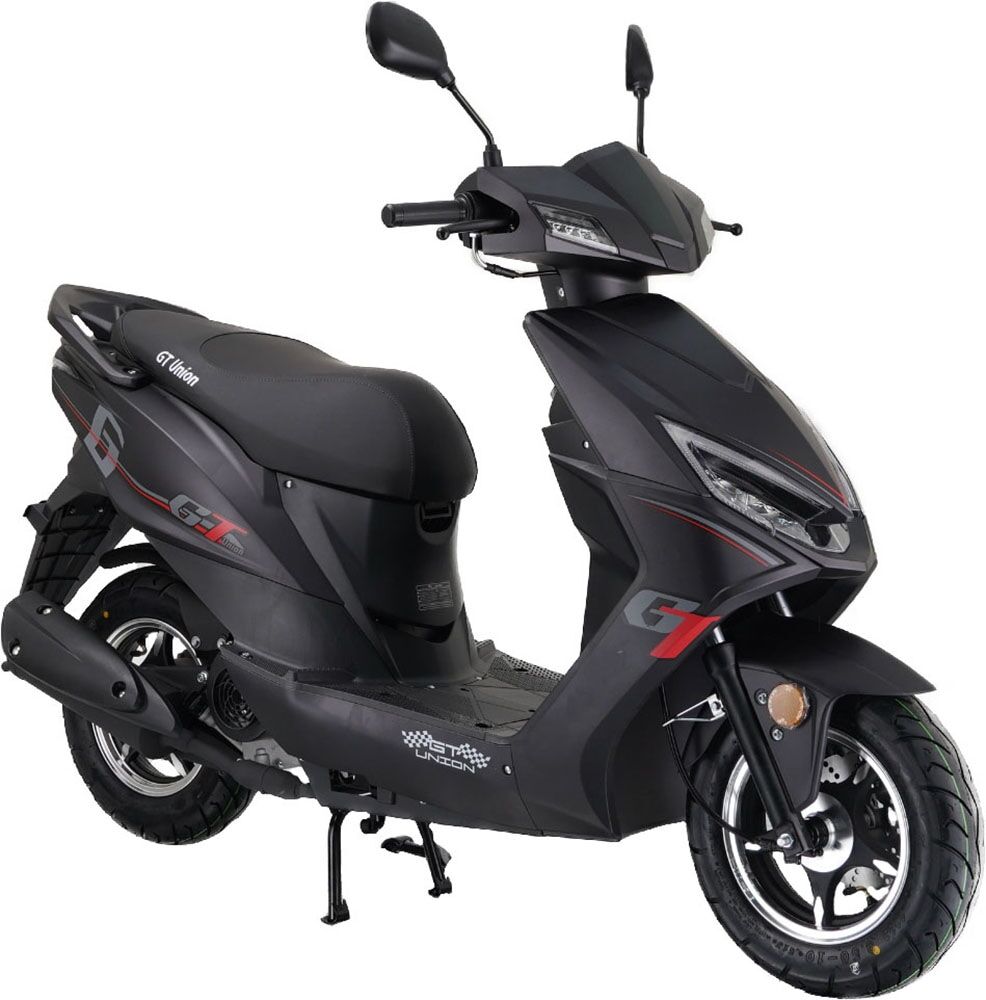 Motorroller GT UNION "Sonic X 45", schwarz (mattschwarz, schwarz), Motorroller, ohne Topcase, 45 km/h, Luftgekühlter Motor, B:68cm H:105cm L:183cm