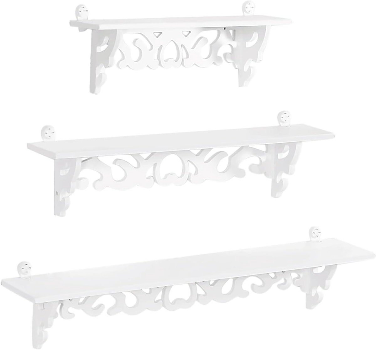 Set van 3 witte drijvende wandplanken voor decoratief opbergen