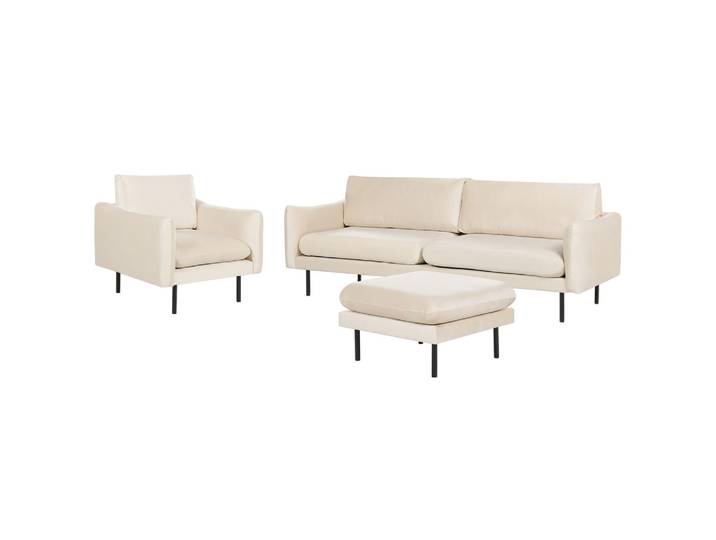 SOFA-SET 5-Sitzer Samtstoff Hellbeige mit Ottomane Vinterbro