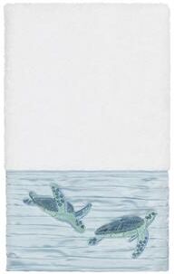 Authentic Hotel and Spa Turkish Cotton Turtles Embroidered White Hand Towel