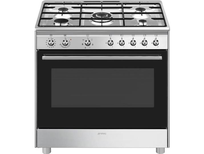 SMEG CX91GMXNLK - Gasfornuis - 90 cm - RVS - 5 Gasbranders - Multifunctionele Oven - Vrijstaand Fornuis