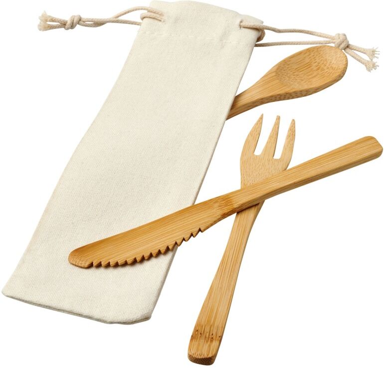 Ensemble de couverts personnalisé en bambou Celuk naturel