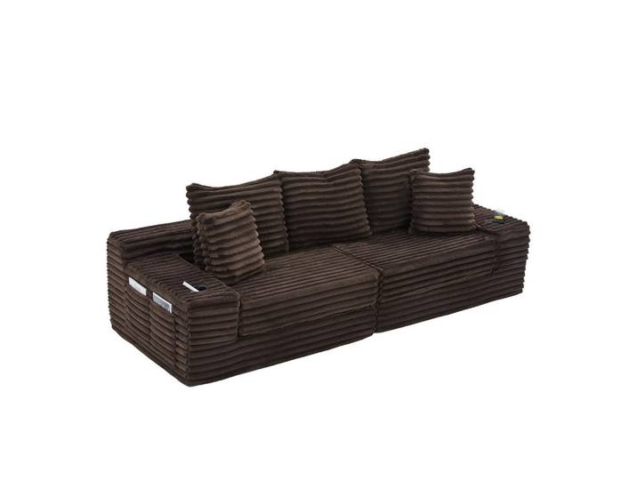 ComfortXL Schlafsofa De-33739 mit Seitentaschen Kaffeebraun, Braun, 107.48x34.25x38.58 cm, Babymöbel & Kindermöbel, Kinderzimmer & Jugendzimmer, Schlafsofas