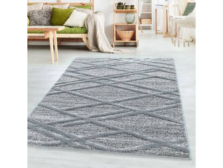 Tapis de chambre - SIMPEX - Modèle 3-D - 120 cm Rond Ø - 100% Polypropylène - Gris