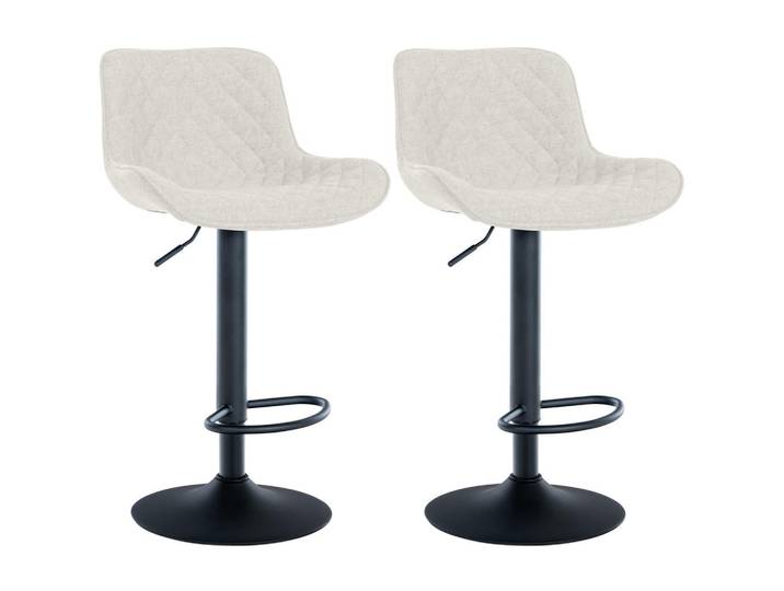 CLP Barhocker 2er Set Stoff Creme, Metall, 48x81x54 cm, Esszimmer, Barmöbel, Barhocker