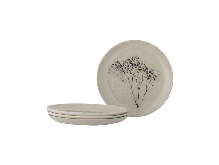 Lot de 4 assiettes en grès naturel Bea