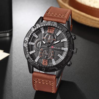 Friendly Fresh Finds Stylish Men's Leather Strap Watch Fashion Wristwatch With Timeless Design darkbrown