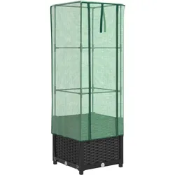 vidaXL Hochbeet mit Gewächshaus-Aufsatz Rattan-Optik 40x40x139 cm