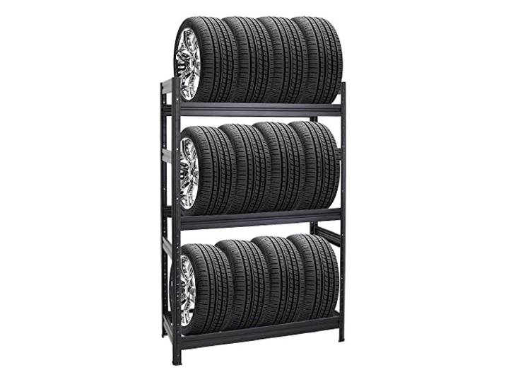 PROREGAL Reifenregal Dino HxBxT 180x120x50 cm Fachlast 150kg bis zu 12 Reifen Schwarz Reifenständer Garagenregal Kellerregal Werkstattregal