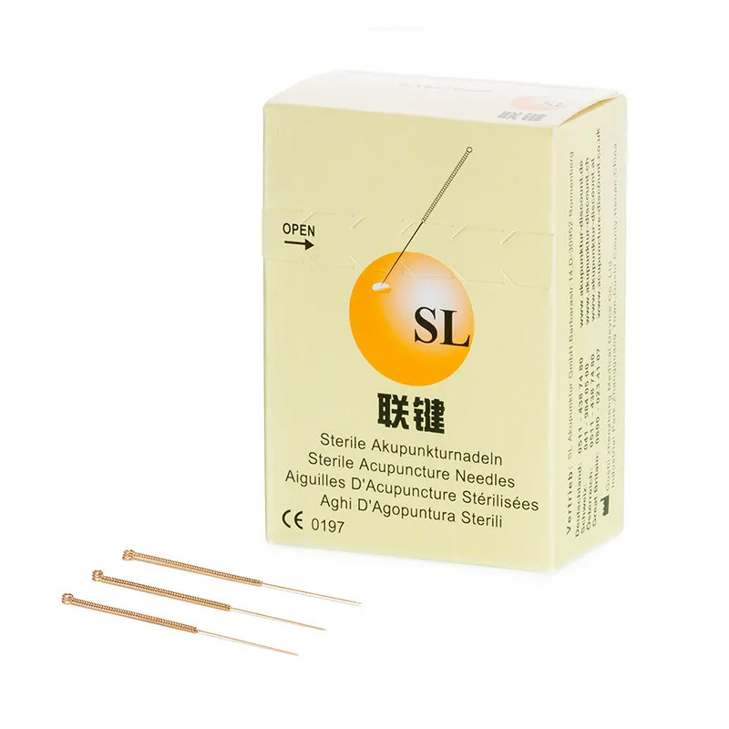 SL Akupunktur GmbH SL-Gold-Akupunkturnadeln Goldwendelgriff ohne Führrohr (100 Stück) 0,40 x 25 mm 24