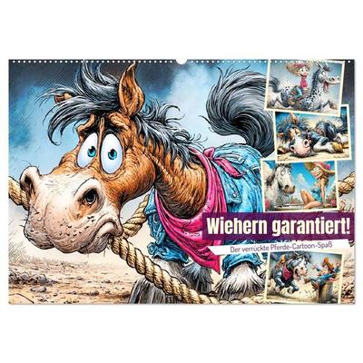 Wiehern garantiert. Der verrückte Pferde-Cartoon-Spaß (Wandkalender 2026 DIN A2 quer), CALVENDO Monatskalender