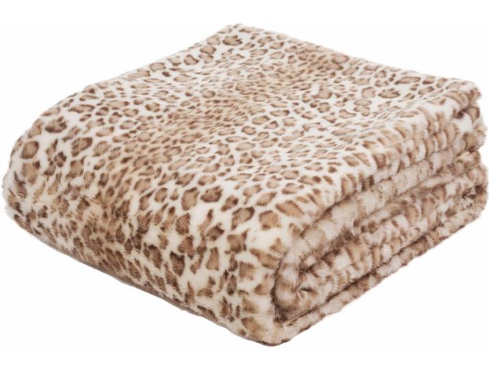 Wohndecke GÖZZE Leopard , weiß, B:150cm L:200cm, Kunstfaser, Wohndecken, Wohndecke, mit Leopardenmuster, Kuscheldecke