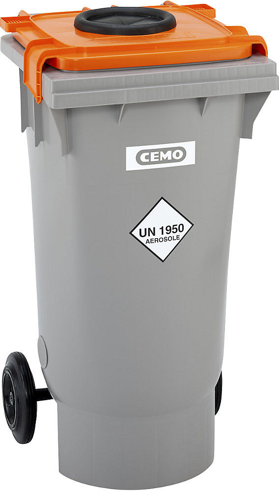 Spraydosen-Sammelbehälter, fahrbar, Volumen 120 l, HxBxT 960 x 498 x 554 mm, ab 3 Stk CEMO