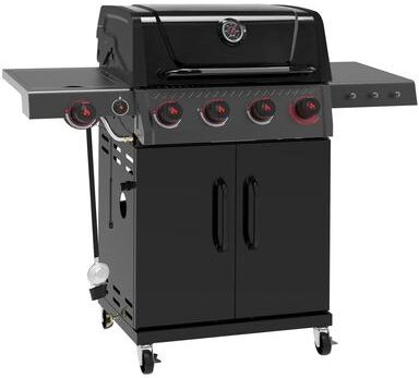 FEASTO 4-Burner Propane Gas Grill with Sear Burner & Side Burner, 49,500 BTU, 563 Sq. In. Cooking Area, Cabinet Storage