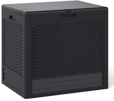 Costway 25 Gallon Outdoor Storage Box with Rattan Patterns-Brown
