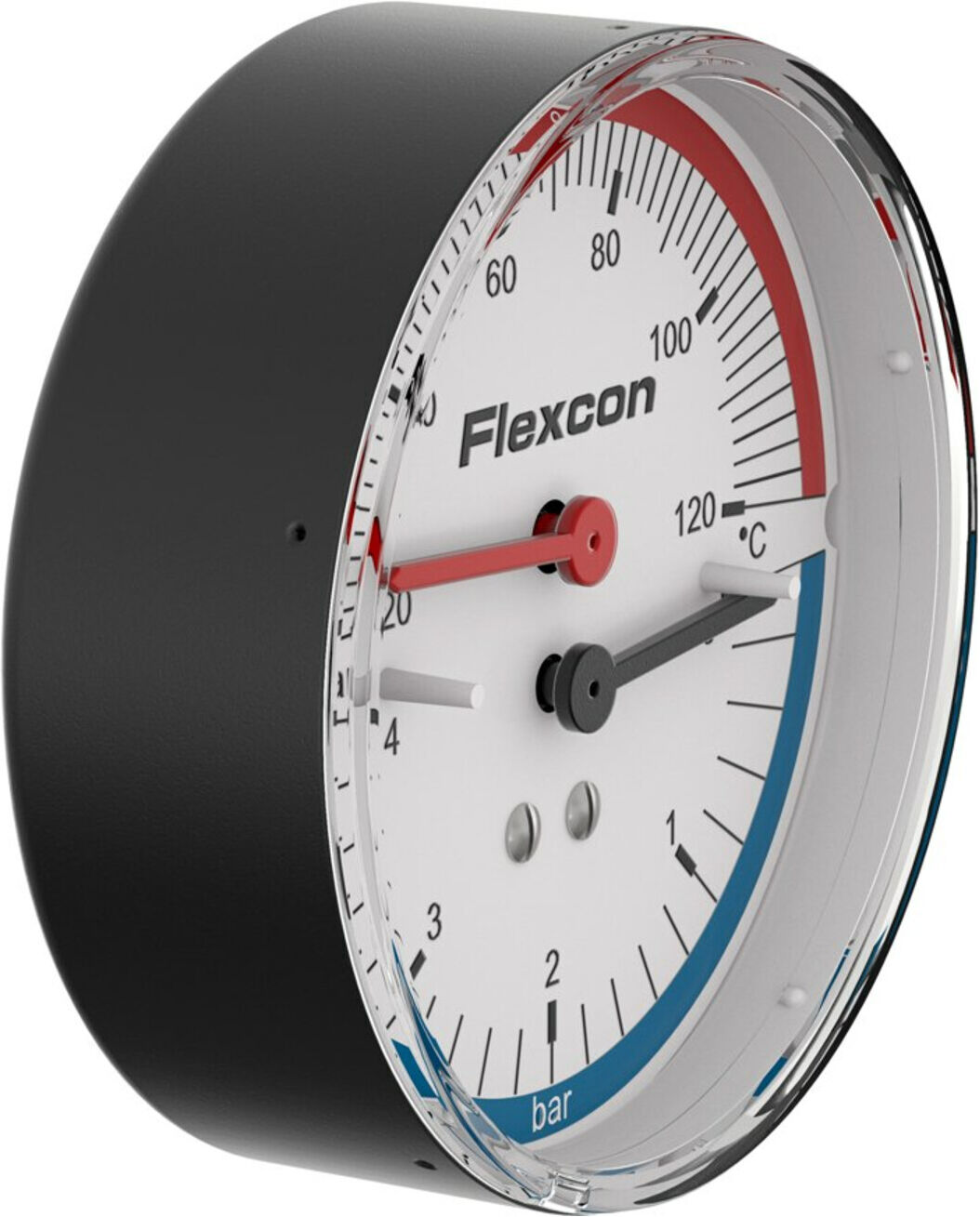 Flamco Manometer Ax., m Absperrventil, 120 GradC, 0-4 bar (27248)