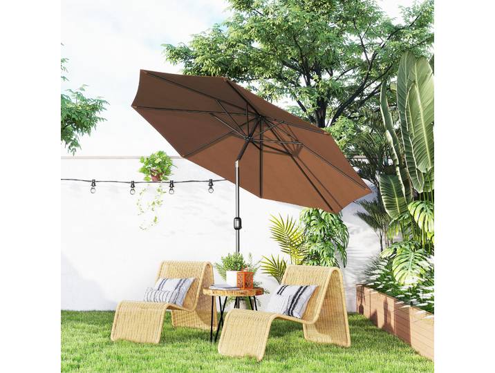 Outsunny Parasol Rond Métal Chocolat Ø3m