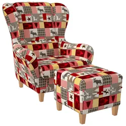 Supellex Sofia Ohrensessel mit Hocker   Design Schwedisch Landhaus, Weihnacht