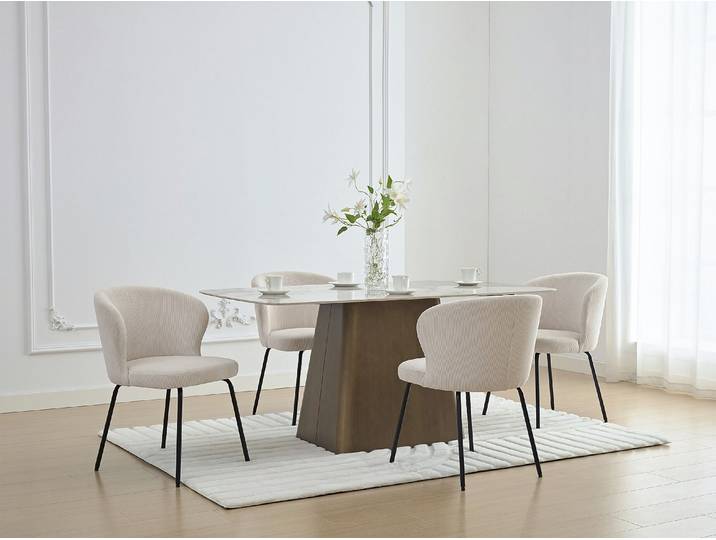 Stuhl 6er-Set - Cord & schwarzes Metall - Cremefarben - RELIOZA