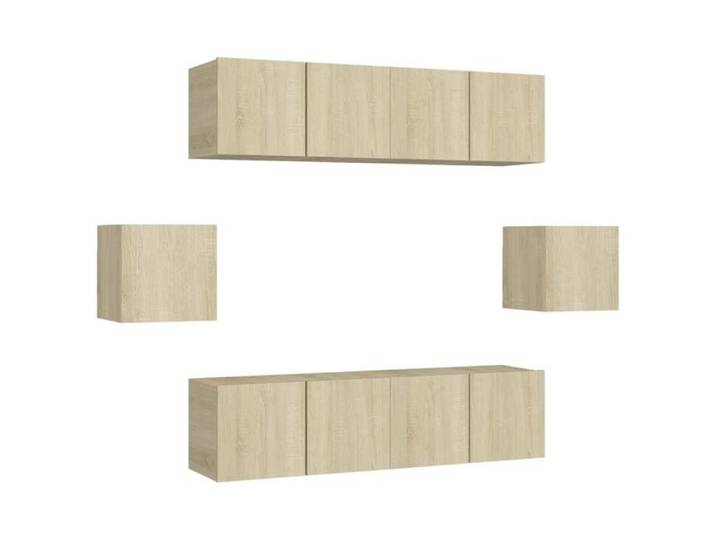 684572& Table de Télévision/multimédia - Ensemble de meubles TV - 6 pcs Chêne sonoma - Bois - Panneaux de particules