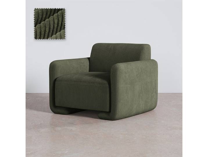 Fauteuil Rembourré En Velours Côtelé – Design Moderne - Halember Olive