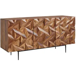 KADIMA DESIGN Sideboard 144x72x47 cm Sheesham Massivholz / Metall Anrichte, Kommode mit drei Türen, Kommodenschrank Holz Modern, Standschrank