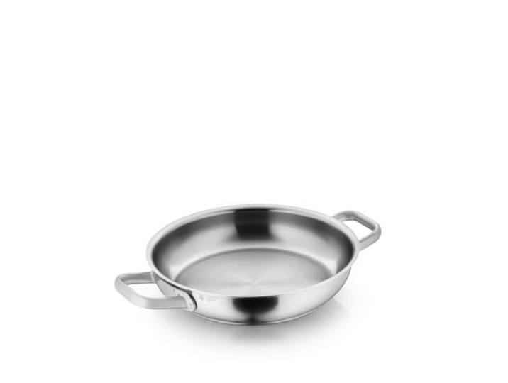 WMF Ultimate Servier-/ Bratpfanne 24 cm Edelstahlpfanne unbeschichtet, flach, ebener Boden, Induktion, Cromargan Edelstahl poliert, backofenfest, spülmaschinengeeignet