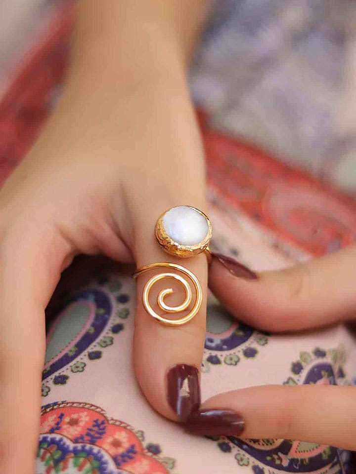 L'Atelier de Gaia Vergold. Ring mit Edelstein - onesize